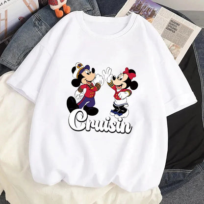 Disney Cruise Mickey Mouse T-shirt Fashion Women Casual Short Sleeves T Shirt Tops Summer Streetwear Harajuku Tshirt Clothes