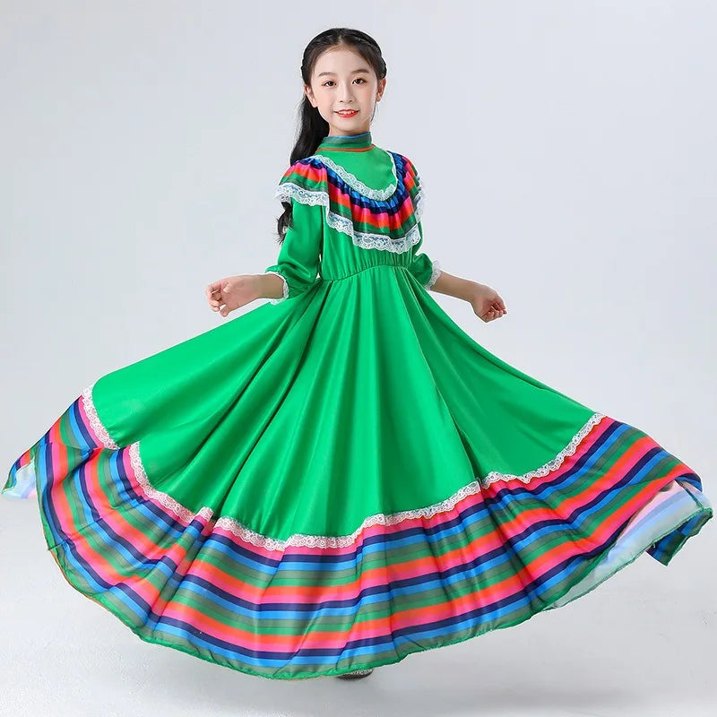 Mexican Clothing Children's Skirts Scottish Spanish Ethnic Costumes Women's Traditional Performance Clothes for Children's Day