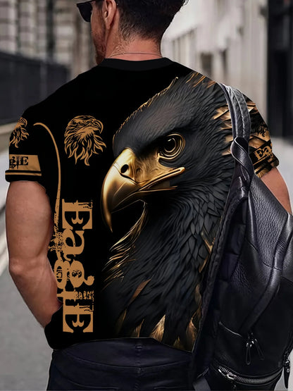 Eagle Pattern Print Men's Short Sleep Comfy T-shirt Summer Outdoor Casual Fashion Breathable Comfortable Short sleeved Top