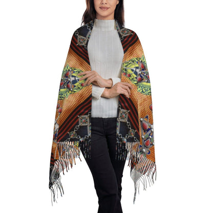 Amazigh Berber Kabyle Jewelry Scarf Wrap Women Long Winter Fall Warm Tassel Shawl Unisex Africa Ethnic Style Scarves