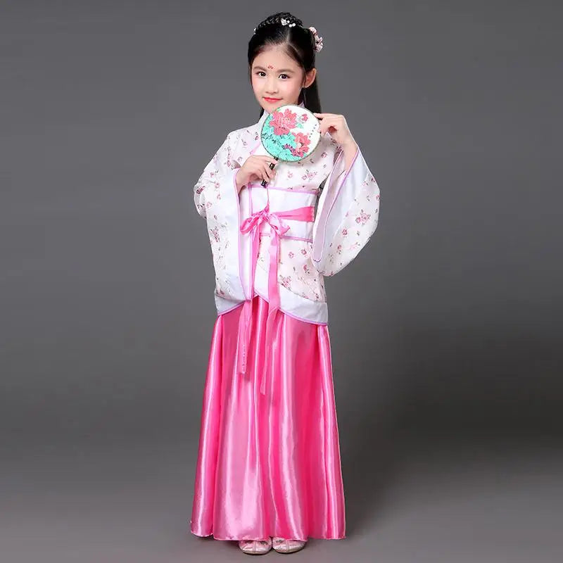 Hanfu Children 2023 Chinese Costume Kids Flower Girl Dresses Traditonal Stage Wear Women Dance Costume Adult Fairy Dress