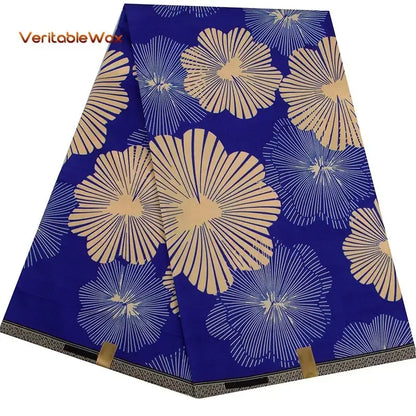 Veritablewax Fan Pattern African Fabric By the Yard Polyester Material For Handsewing High Quality Cloth for Party Dress A-27