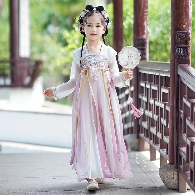 Chinese Kids Hanfu Dress Cute Girl Carnival Cosplay Costume Ancient Traditional Child Hanfu Dance Perform Dress Christmas Gift