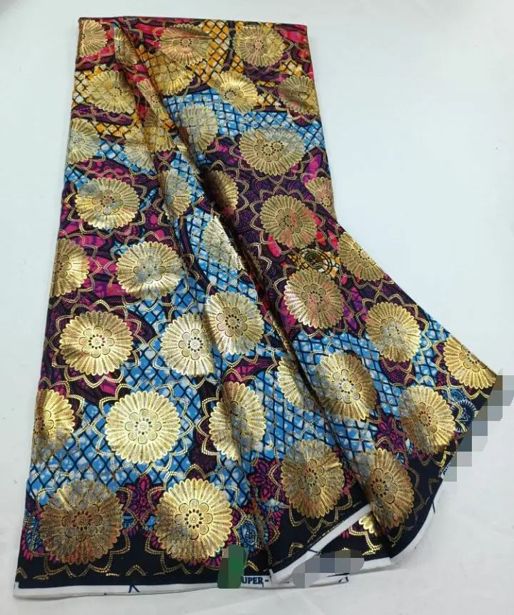 Hot Sale 100% Cotton Veritable African Wax Print Fabric Golden Real Wax African Ankara Fabric 6 yards Ghana Loincloth