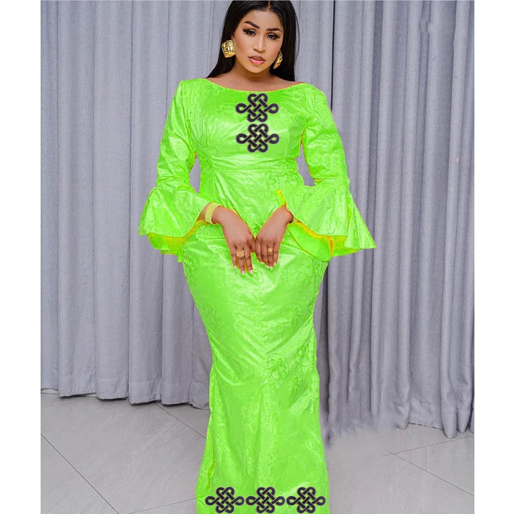 African Party Dresses African Fashion Designer Clothing Traditional Bride Robe For Nigeria Party Wedding Evening Bazin Rich