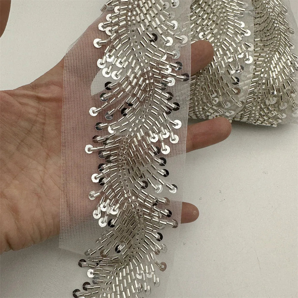 3yards New design Beaded Embroidered Trim for Bridal Wedding  craft for diy garment