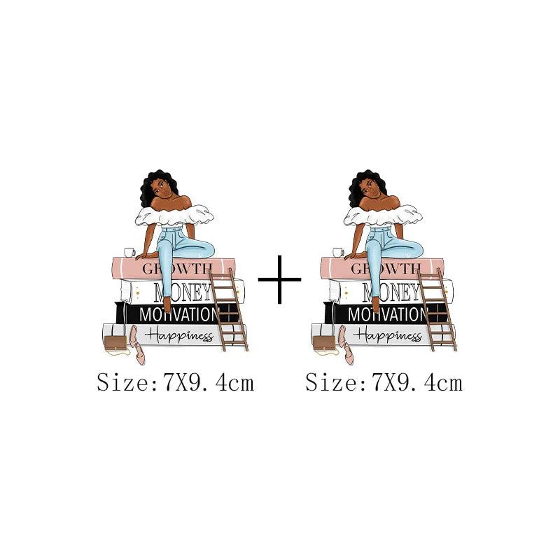 Afro Women Heat Transfer Patch For Clothing Fashion Black Girl DIY T-Shirt Hoodie Iron On Patch On Men And Women Clothes Sticker