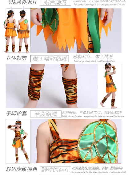 June 1st International Children's Day Wild Man Performance Costume Dance Costume Primitive Indian Hunter Performance Costume