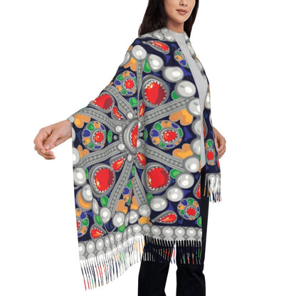 Print Amazigh Pride Tifinagh Patriotic Kabyle Scarf Men Women Winter Warm Scarves Traditional Geometric Amazigh Shawl Wrap