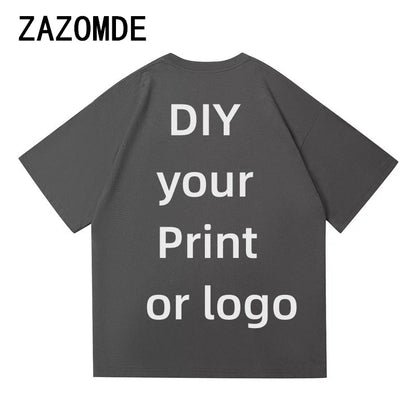 ZAZOMDE 100% Cotton Custom T Shirt Make Your Design Logo Big Size For Men And Women Front Back Both Side Personalized DIY Tshirt