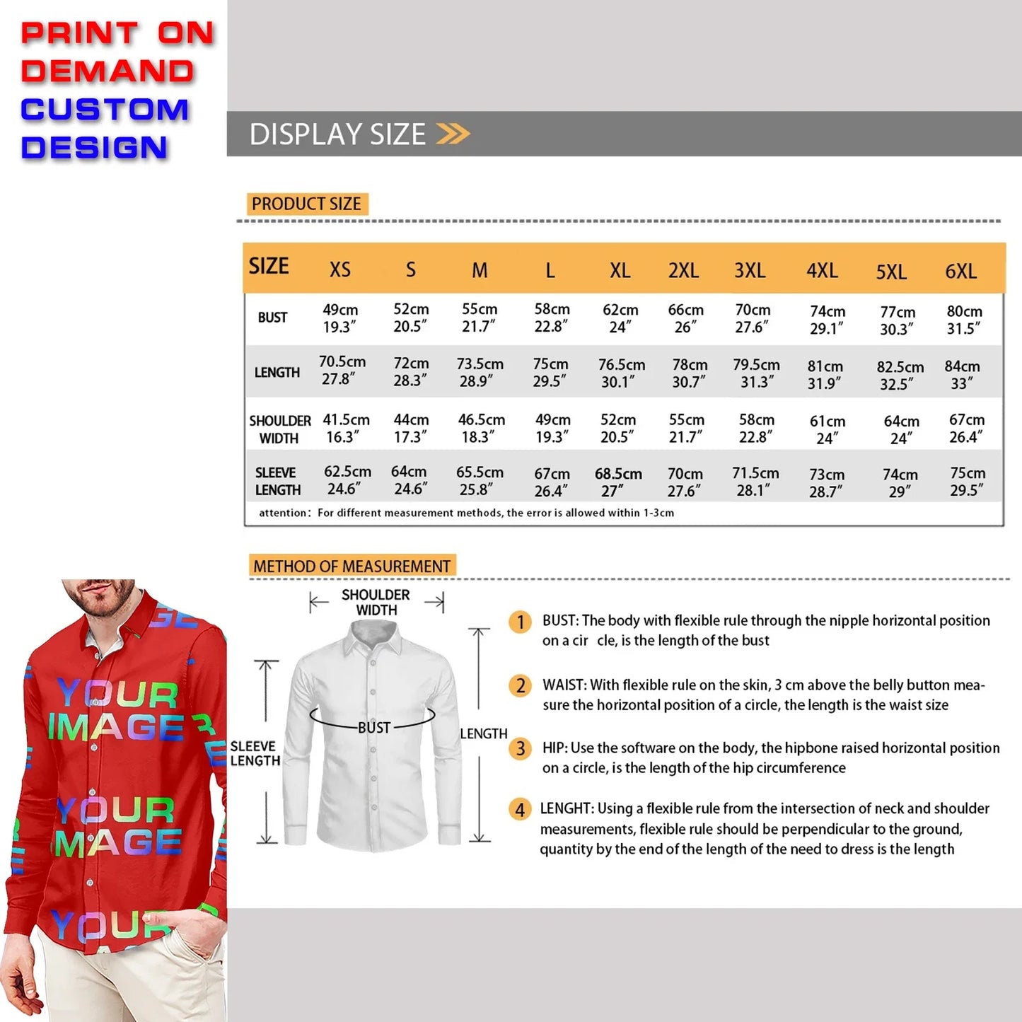 Print On Demand Customized Public Custom Images Picture Man Dress Shirt Party Uniforms Matching Clothes DIY Dropshipping