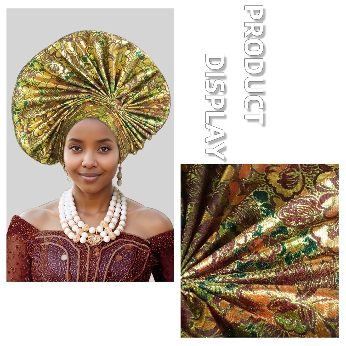 Exaggerated Fan-shaped Auto Gele Alrady Made Headtie for Women African Lady Headwraps Wedding Party Head Ties Female Turban Cap