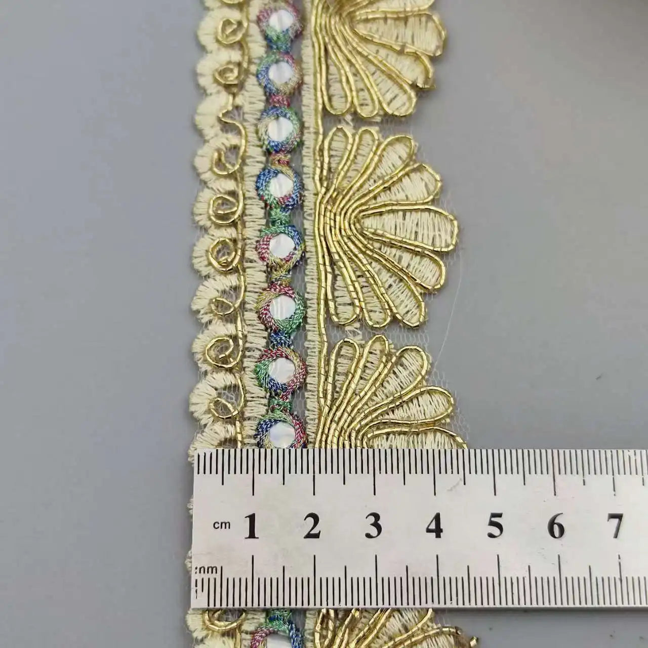 4.3-5cm Width Embroidered Flowers Lace Webbing For Needlework Dentelle Sewing Accessories, Sell by Yard