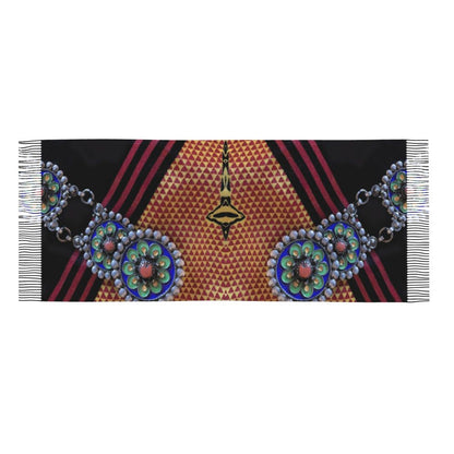 Kabyle Jewelry Scarf Wrap for Women Long Winter Fall Warm Tassel Shawl Unisex Amazigh Africa Ethnic Style Scarves