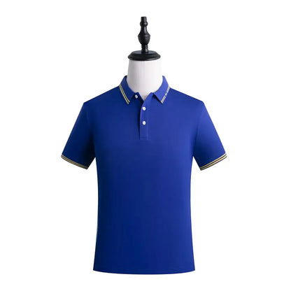 Men Polo T-shirt Logo Customizable Golf Hombre Polos 50% Cotton Daily Smart Casual Clothing Summer Autumn Lapel Top Personalized