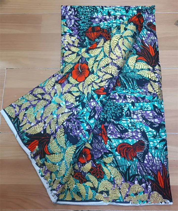 Hot Sale 100% Cotton Veritable African Wax Print Fabric Golden Real Wax African Ankara Fabric 6 yards Ghana Loincloth