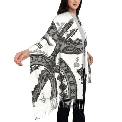 Print Amazigh Pride Tifinagh Patriotic Kabyle Scarf Men Women Winter Warm Scarves Traditional Geometric Amazigh Shawl Wrap