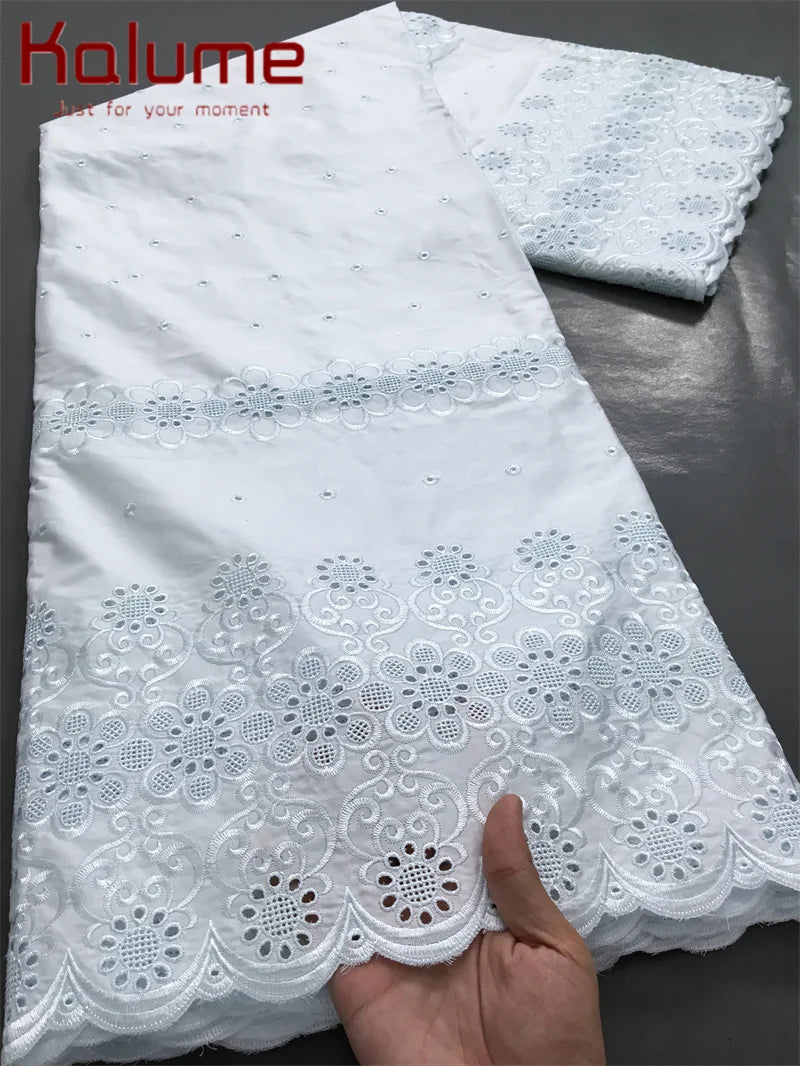 African Polish Fabrics Swiss Voile Lace In Switzerland 100% Cotton Embroidery For Men Dry Dress Lace Fabric Wedding Dress F4066