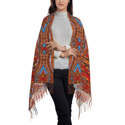 Amazigh Berber Kabyle Jewelry Scarf Wrap Women Long Winter Fall Warm Tassel Shawl Unisex Africa Ethnic Style Scarves