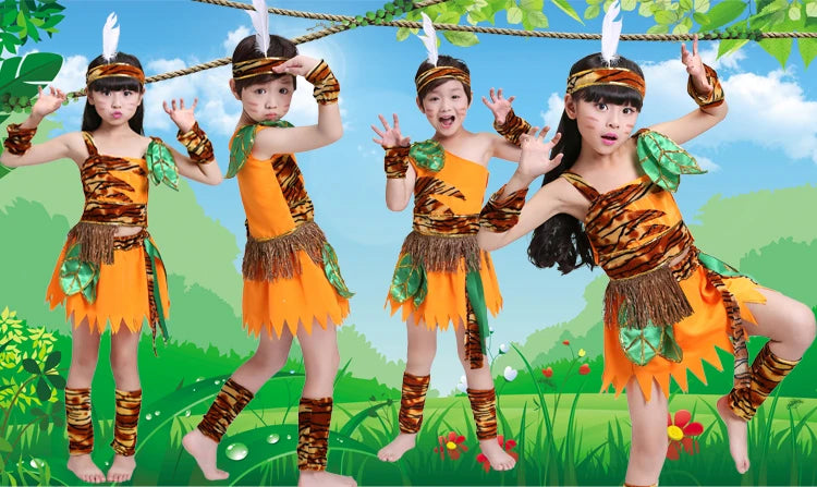 June 1st International Children's Day Wild Man Performance Costume Dance Costume Primitive Indian Hunter Performance Costume