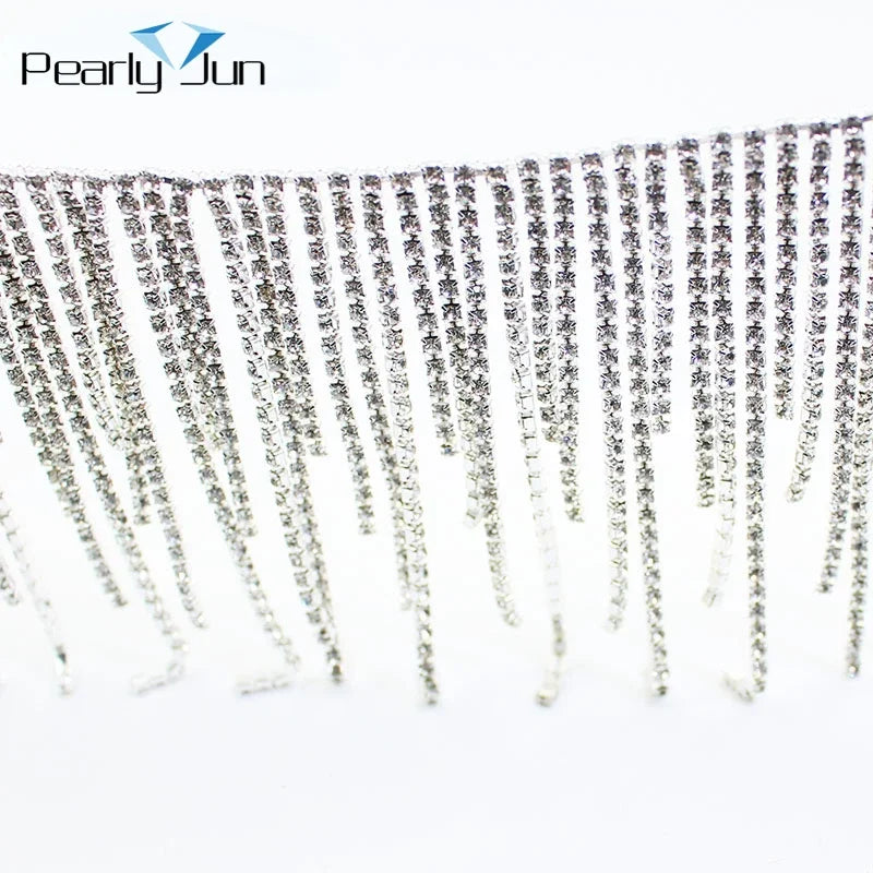 Luxury Diamond Tassel Chain Decoration – 1/5 Yard Rhinestone Trim for Skirts, Coats, Bags, Dresses & DIY Sewing Accessories (Model ML117)