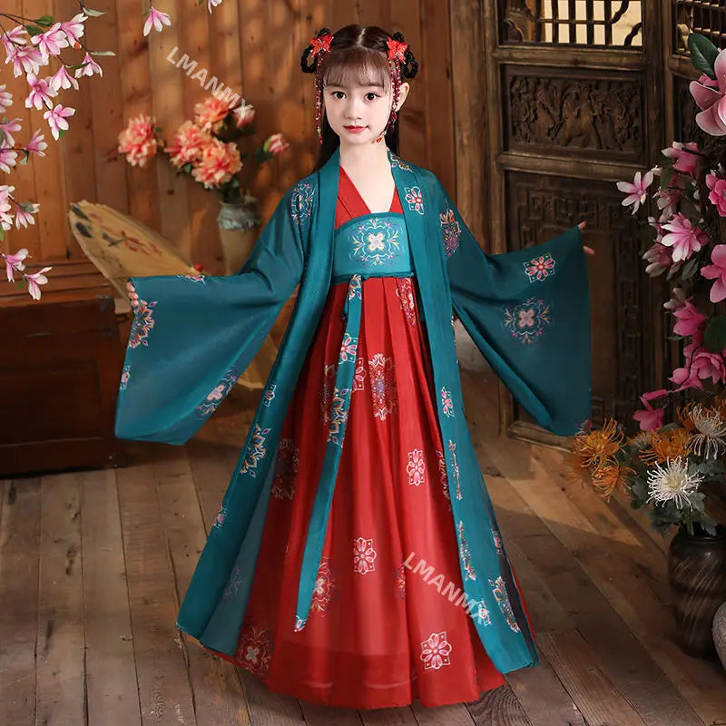 Ancient Kids Traditional Dresses Chinese Outfit Girls Costume Folk Dance Performance Hanfu Dress for Children