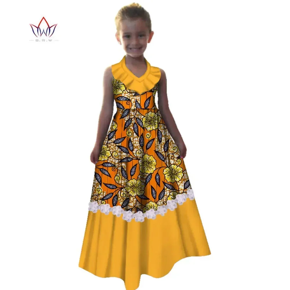 New Summer Africa Children Dress Dashiki European Root Yarn Cute Girls Dresses Sweet African Traditional Clothing WYT245