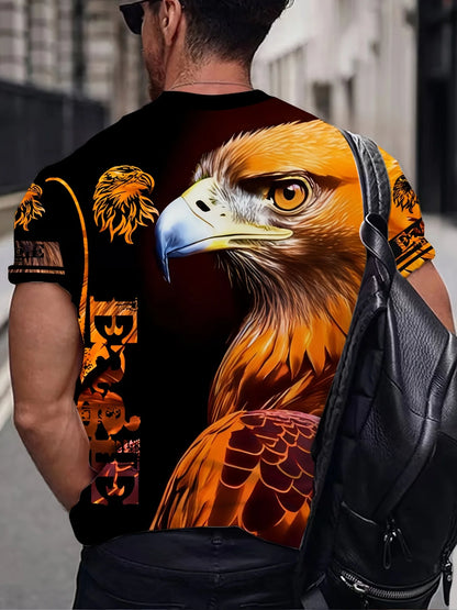 Eagle Pattern Print Men's Short Sleep Comfy T-shirt Summer Outdoor Casual Fashion Breathable Comfortable Short sleeved Top