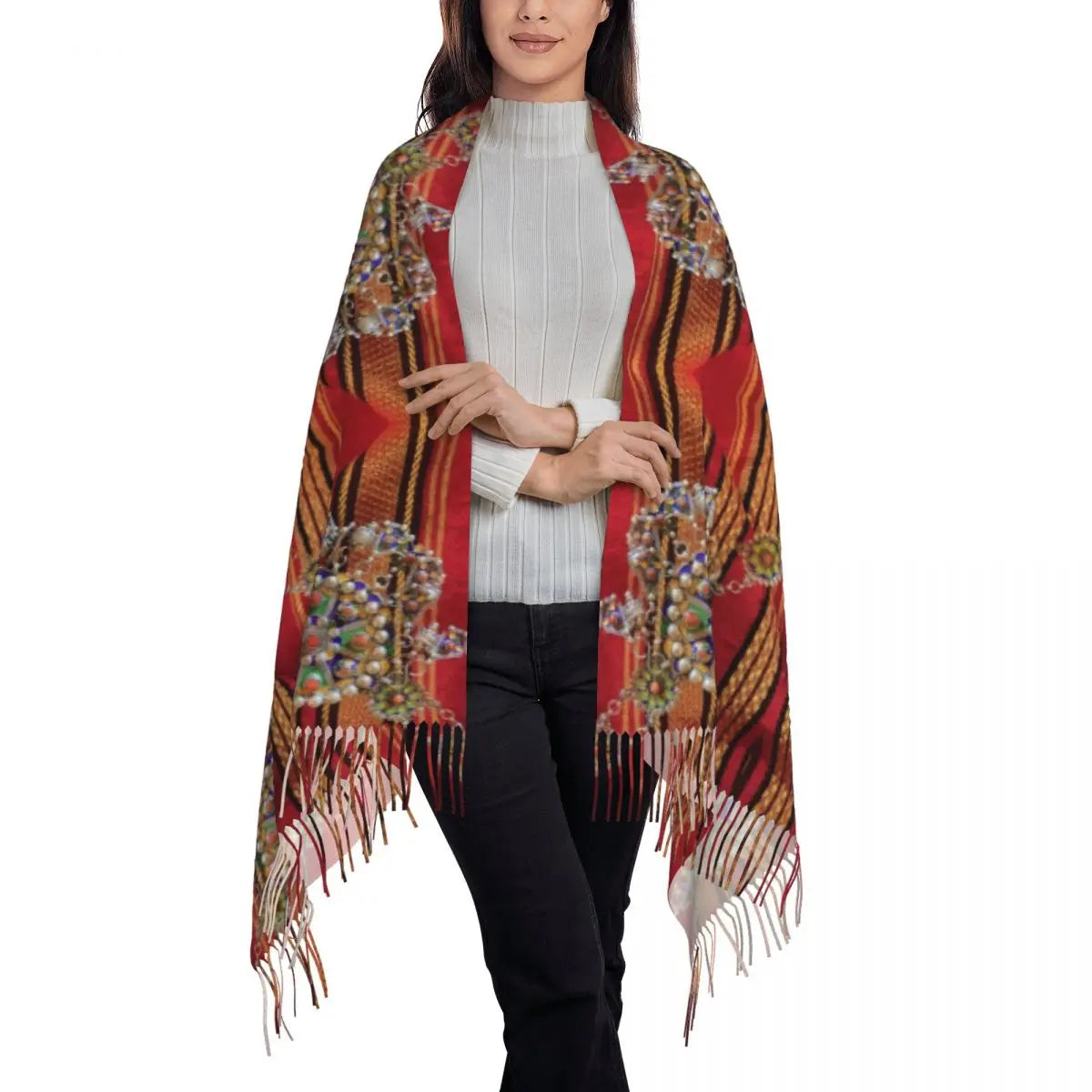 Customized Printed Amazigh Kabyle Jewelry Scarf Women Men Winter Warm Scarves Africa Berber Ethnic Style Shawls Wraps