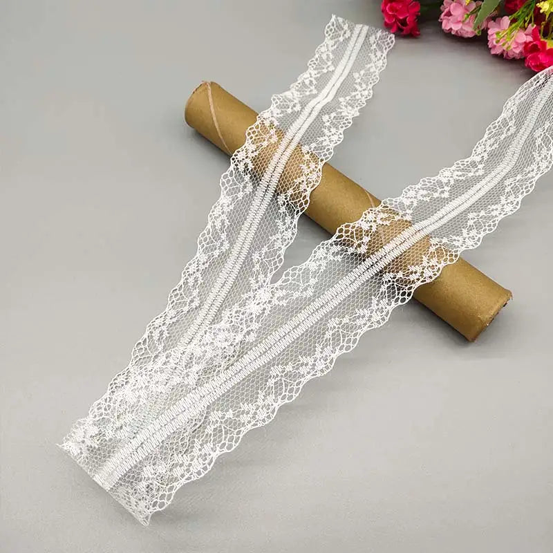 Wholesale 10 Yards White Lace Ribbon Lace Trim Fabric DIY Embroidered Lace trimmings for Sewing Accessories African Fringe Lace