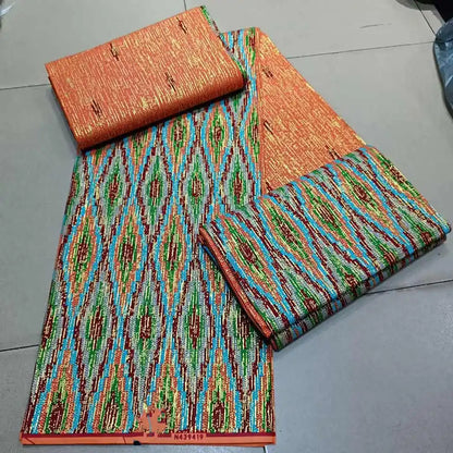 KENTE 4+2YARD 2024 Latest Design 6 Yards/lot African Fabric Gold Powder Ankara 100% Cotton Farbic For Sewing Wax Print Fabric