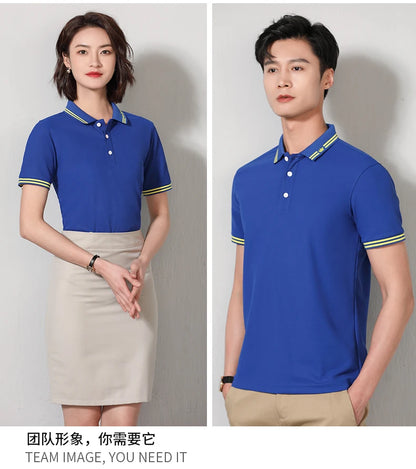 Men Polo T-shirt Logo Customizable Golf Hombre Polos 50% Cotton Daily Smart Casual Clothing Summer Autumn Lapel Top Personalized