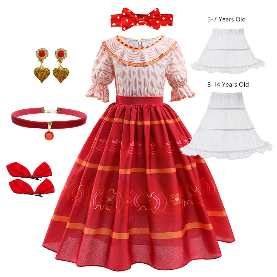 Girls Dolores Costume Kids Encanto Cosplay Princess Dress Children Birthday Carnival Party Vestido Madrigal Clothes Holiday Gift