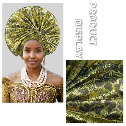 Exaggerated Fan-shaped Auto Gele Alrady Made Headtie for Women African Lady Headwraps Wedding Party Head Ties Female Turban Cap