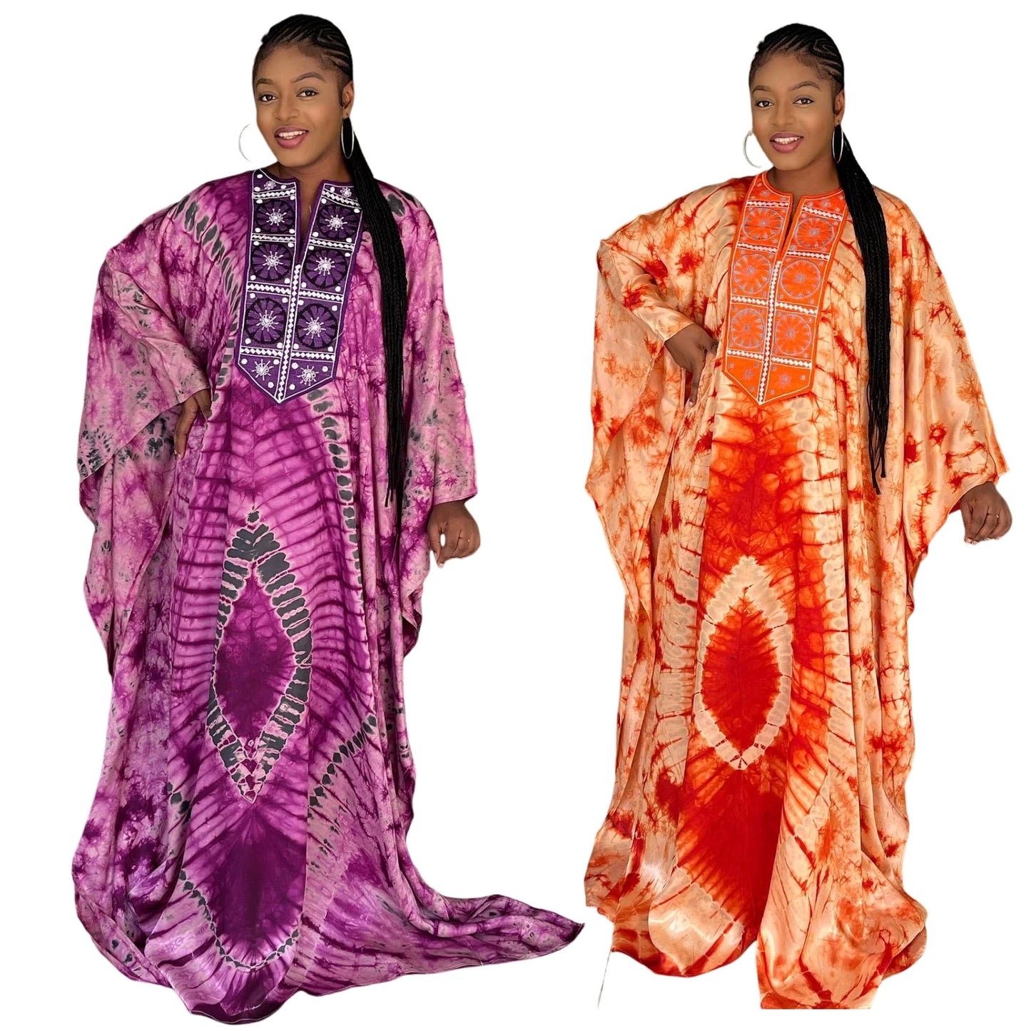 African Dresses For Women Tie Dyed Dashiki Embroidery Design Couple Fashion Elegant Dress With Scarf