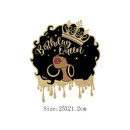 Afro Women Heat Transfer Patch For Clothing Fashion Black Girl DIY T-Shirt Hoodie Iron On Patch On Men And Women Clothes Sticker