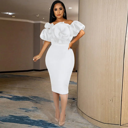 White Dress Bare Shoulder Women Sexy Club Evening Birthday Party Occasion Event Bodycon Dresses 2024 Fashion New