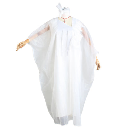 African Attire For Women White Abaya Embroidery Plus Size Elegant Party Church Dress