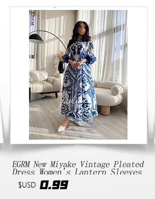 EGRM Autumn New Pleated Folds Skirt Suit Bat Sleeve Solid Top + Print Long Skirt 2 Piece Sets Plus Size Women's Clothing 6R1809