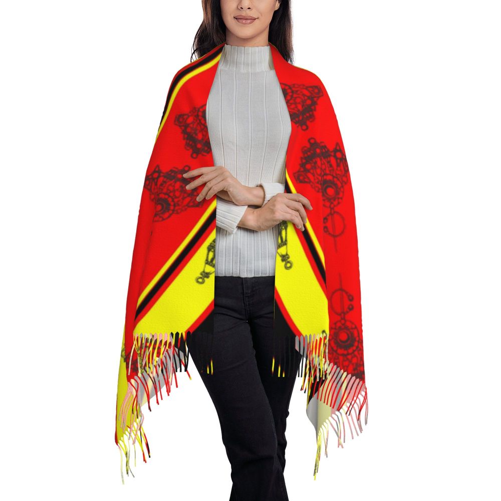 Amazigh Foutha Kabyle Scarf Wrap Women Long Winter Warm Tassel Shawl Unisex Mediterranean Geometric Scarves