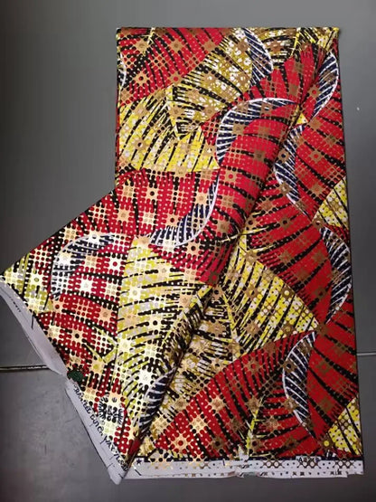 Hot Sale 100% Cotton Veritable African Wax Print Fabric Golden Real Wax African Ankara Fabric 6 yards Ghana Loincloth