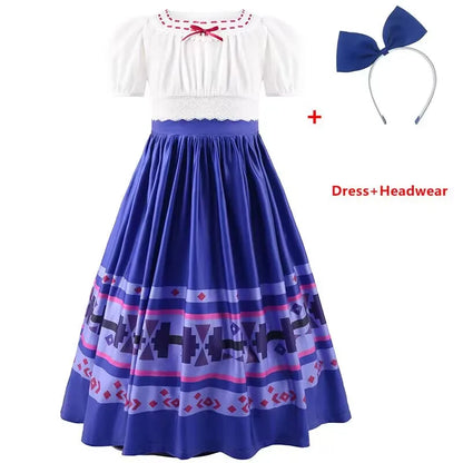 Girls Princess Dress+Bow Headwears Carnival Louisa Cosplays Costume Toddler Children Christmas Halloween Birthday Party Vestidos