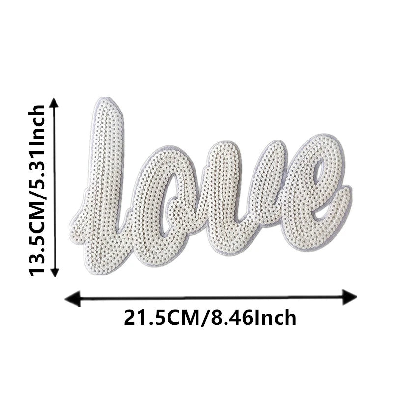 Clothing Women Shirt Top Diy Letter Patch Good LOVE Pink What Sequins deal with it T-shirt Sew on Patches for clothes Stickers