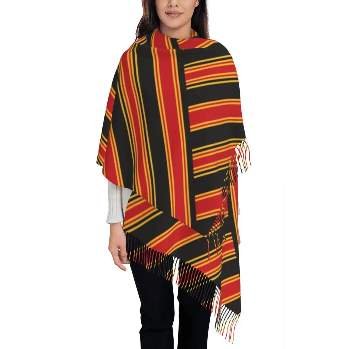 Amazigh Foutha Kabyle Scarf Wrap Women Long Winter Warm Tassel Shawl Unisex Mediterranean Geometric Scarves