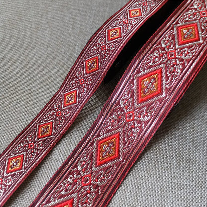 20mm-33mm 7meters Jacquard Ribbon Ethnic Lace Trim Embroidered Woven Webbing Tape For Sewing Crafting Decorative