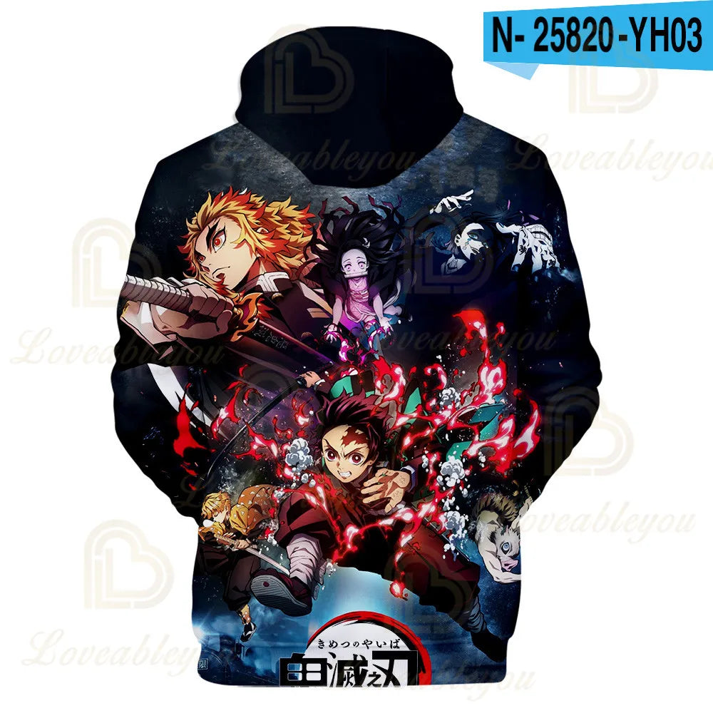 Kimetsu No Yaiba Anime 3D hoodie Kochou Shinobu Cosplay Costume Demon Slayer hoodies Men Women Rengoku Shinjurou Sweatshirts