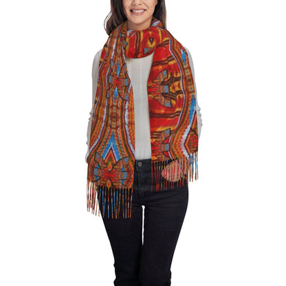 Amazigh Berber Kabyle Jewelry Scarf Wrap Women Long Winter Fall Warm Tassel Shawl Unisex Africa Ethnic Style Scarves