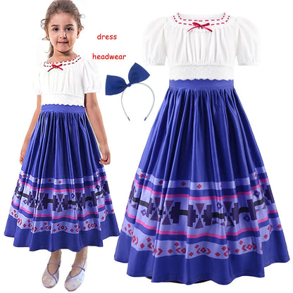 Encanto Charm Costumes For Girls Kids Birthday Princess Party Dress Luisa Madrigal Cosplay Children Halloween Carnival Gown