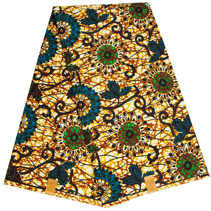 Ankara African Print Leaf Pattern Fabric Patchwork Real Wax Dress Sewing Tissu Craft DIY Textile Material for Party Fp6542