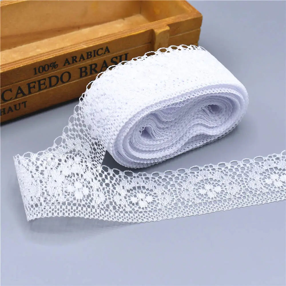 Beautiful White Lace for DIY  Ribbon Tape 40MM Lace Trim Embroidered for Sewing Decoration African Lace Fabric 10 Yards